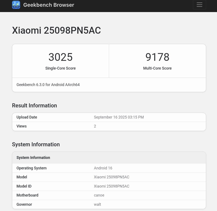 Xiaomi 17 ProのGeekbench 6スコア